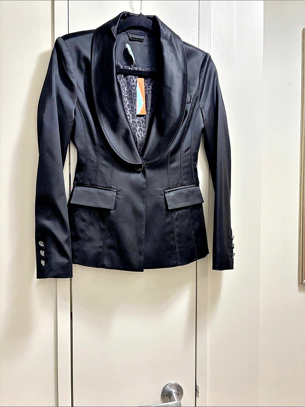 Marciano Black Satin Shawl-Collar Blazer Size Small NWT